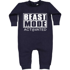 Activated Beast Mode Workout Gym Clothing Toddler Hoodie And Infant Fleece Romper Navy Blue