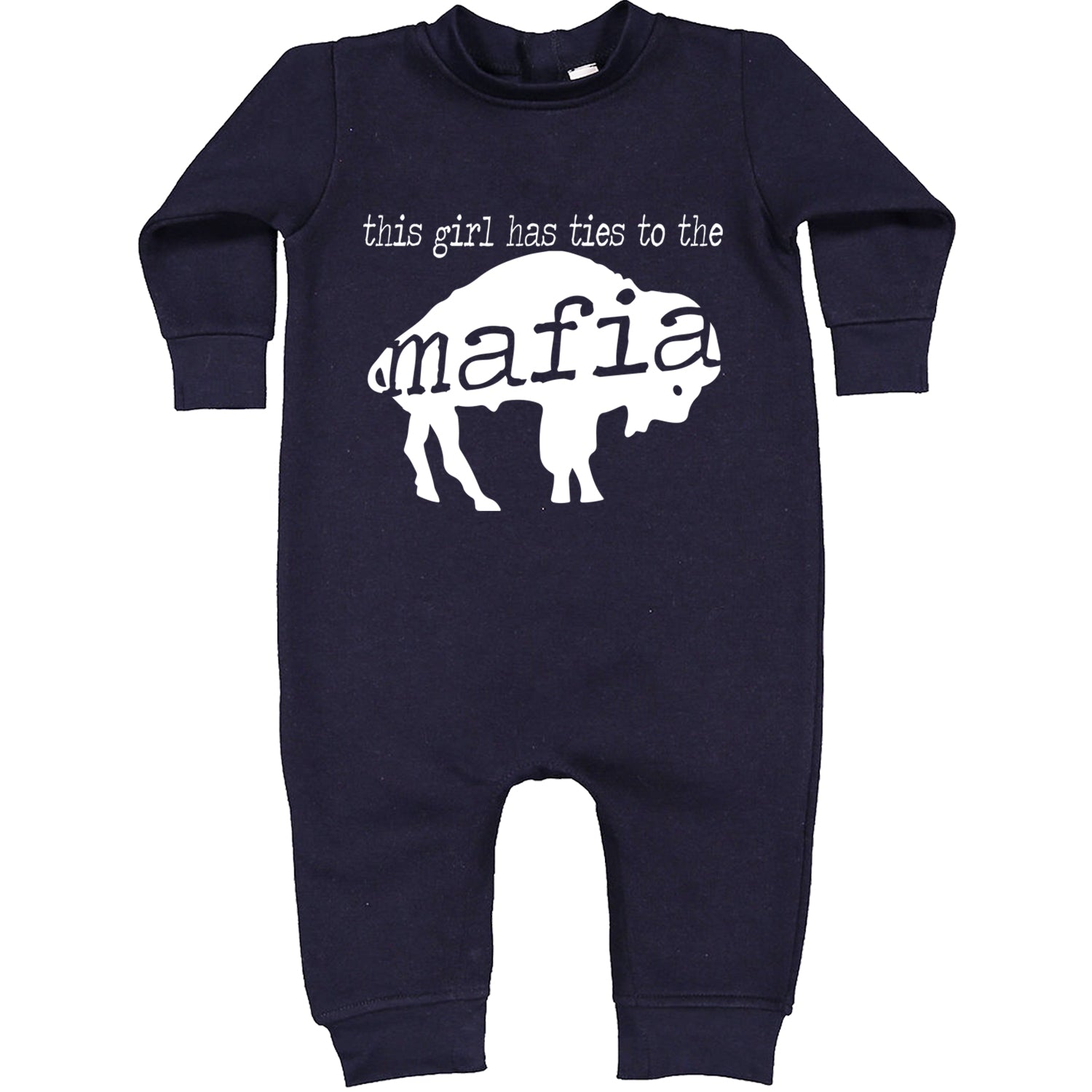 This Girl Has Ties To The Bills Mafia Toddler Hoodie And Infant Fleece Romper Navy Blue