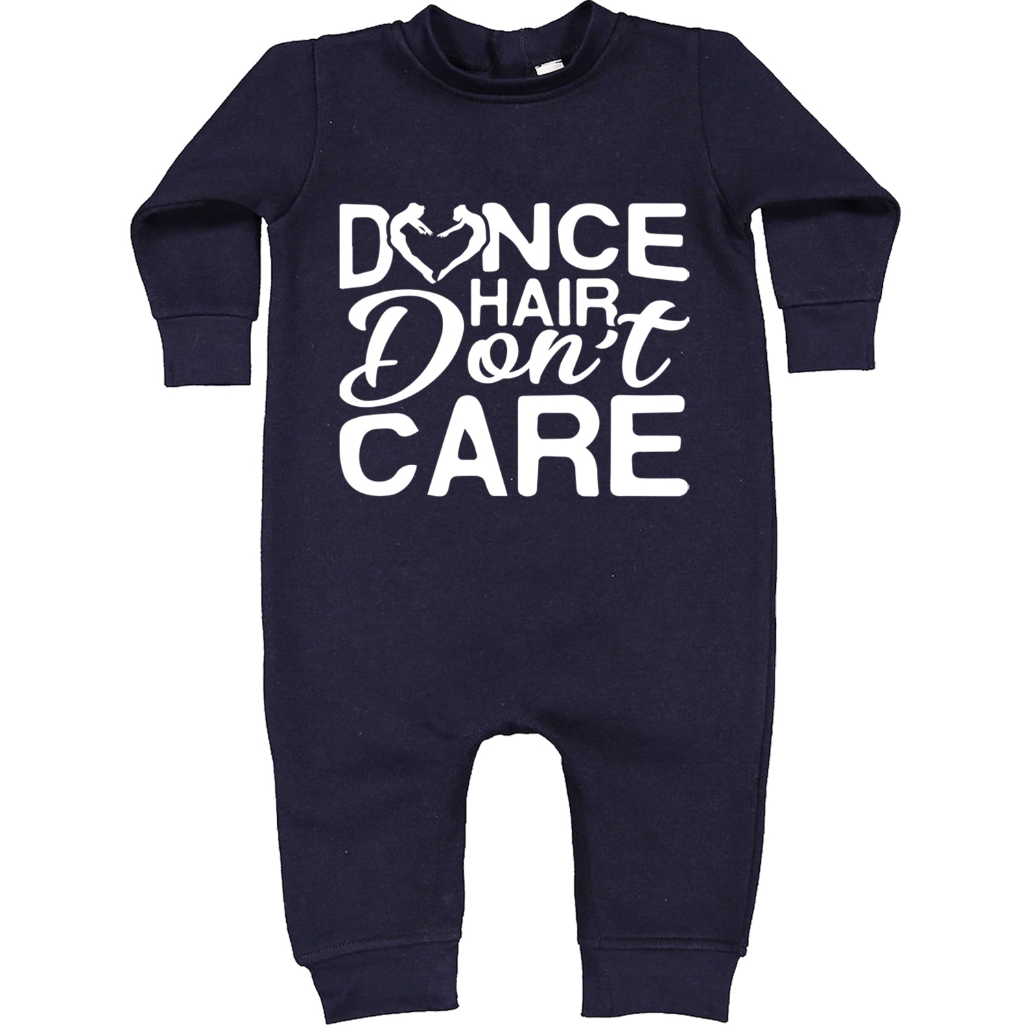 Dance Hair Don't Care Toddler Hoodie And Infant Fleece Romper Navy Blue