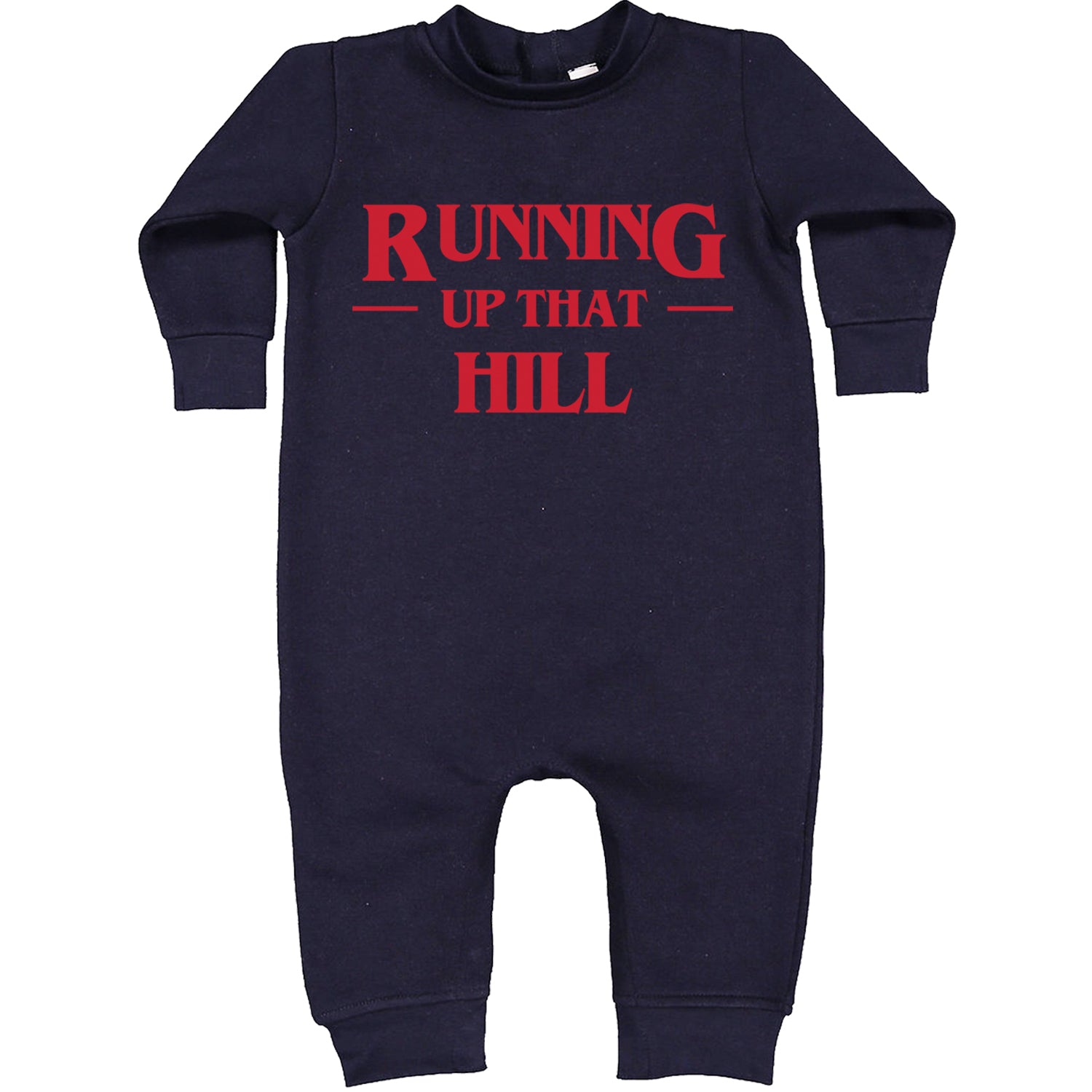 Running Up That Hill Toddler Hoodie And Infant Fleece Romper Navy Blue