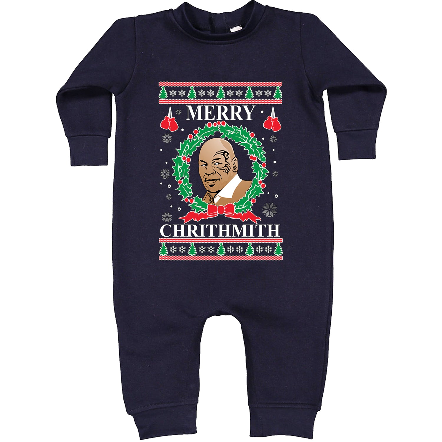 Merry Chrithmith Ugly Christmas Toddler Hoodie And Infant Fleece Romper Navy Blue