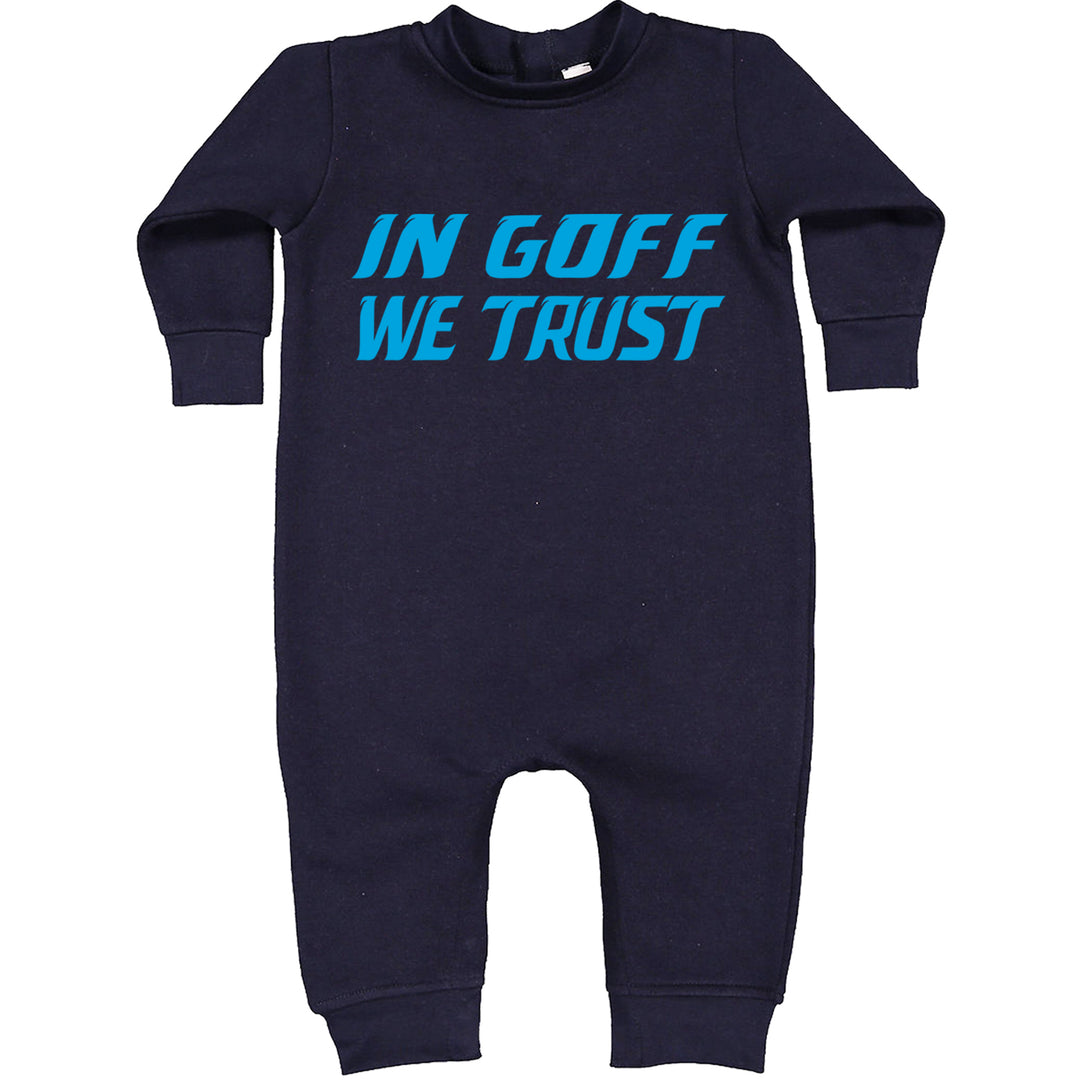 In Goff We Trust Detroit graphic on Toddler Hoodie and Baby Fleece Onesie in Navy Blue alternate view 2