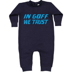In Goff We Trust Detroit graphic on Toddler Hoodie and Baby Fleece Onesie in Navy Blue alternate view 2