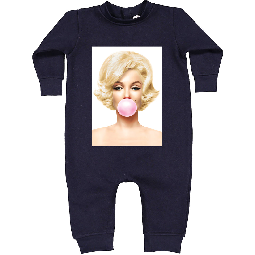 Ms. Monroe Pink Bubble Gum American Icon Toddler Hoodie And Infant Fleece Romper Navy Blue