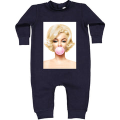 Ms. Monroe Pink Bubble Gum American Icon Toddler Hoodie And Infant Fleece Romper Navy Blue