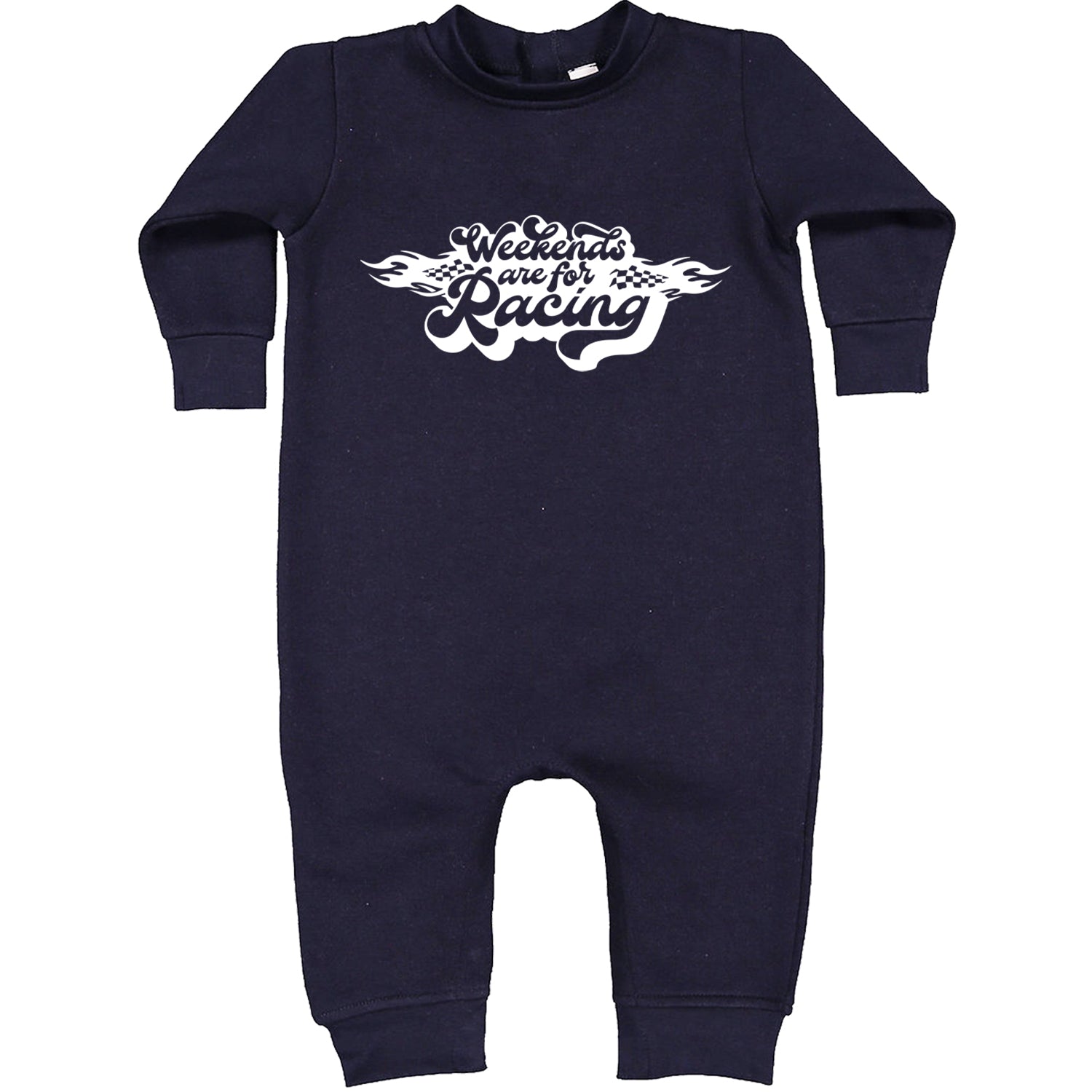 Weekends Are For Racing Toddler Hoodie And Infant Fleece Romper Navy Blue