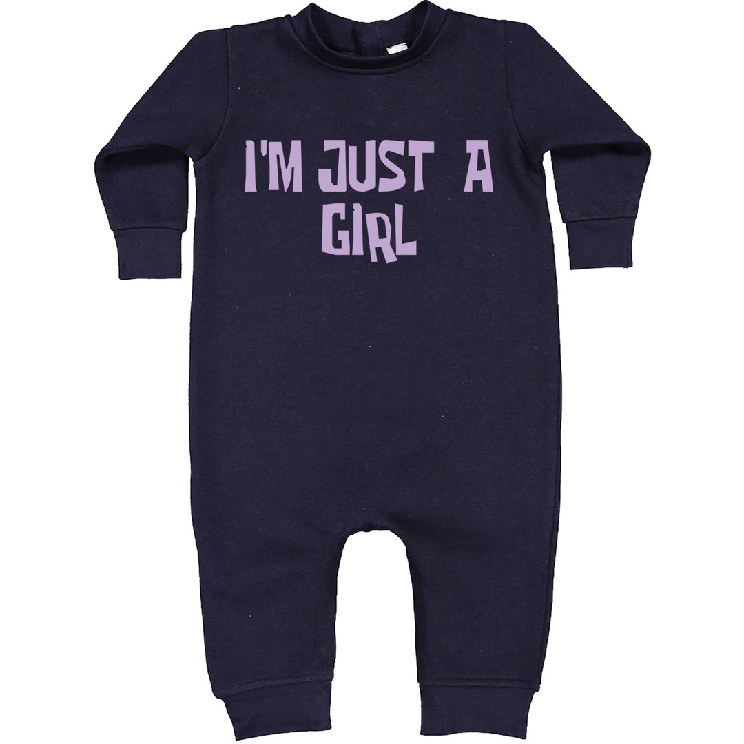 I'm Just A Girl Guts Music Toddler Hoodie And Infant Fleece Romper Navy Blue