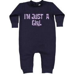I'm Just A Girl Guts Music Toddler Hoodie And Infant Fleece Romper Navy Blue