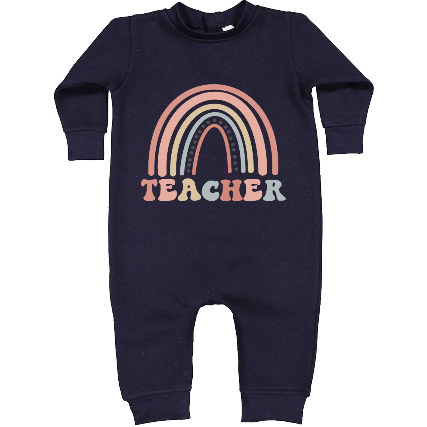 Teacher Pastel Rainbow Toddler Hoodie And Infant Fleece Romper Navy Blue