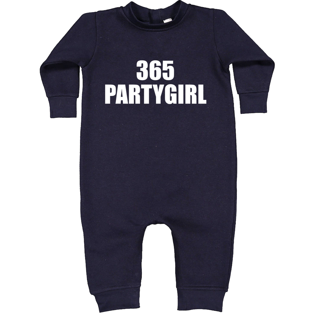 365 Party Girl Brat Girl Summer Toddler Hoodie And Infant Fleece Romper Navy Blue