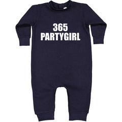 365 Party Girl Brat Girl Summer Toddler Hoodie And Infant Fleece Romper Navy Blue