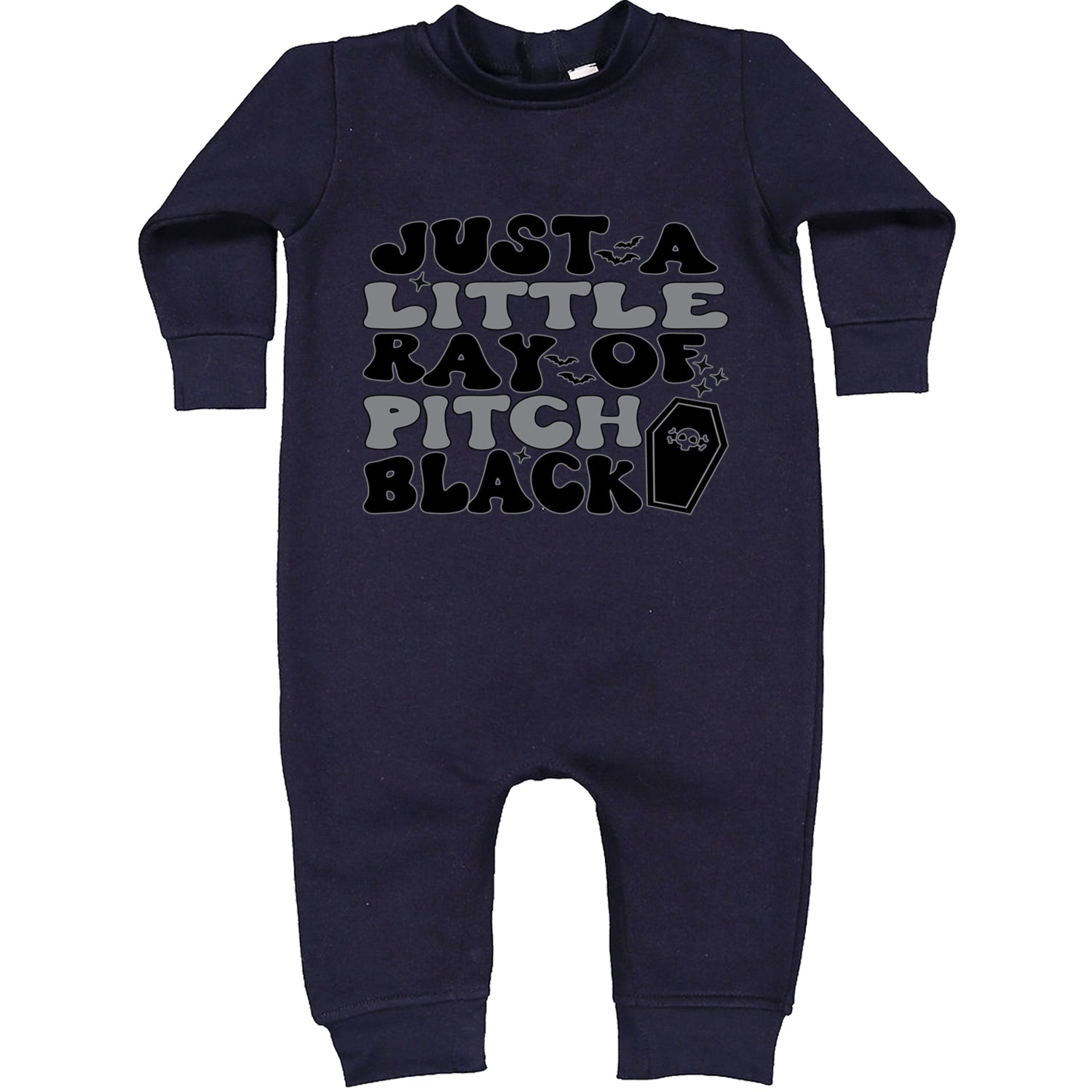 Just A Little Ray of Pitch Black Toddler Hoodie And Infant Fleece Romper Navy Blue