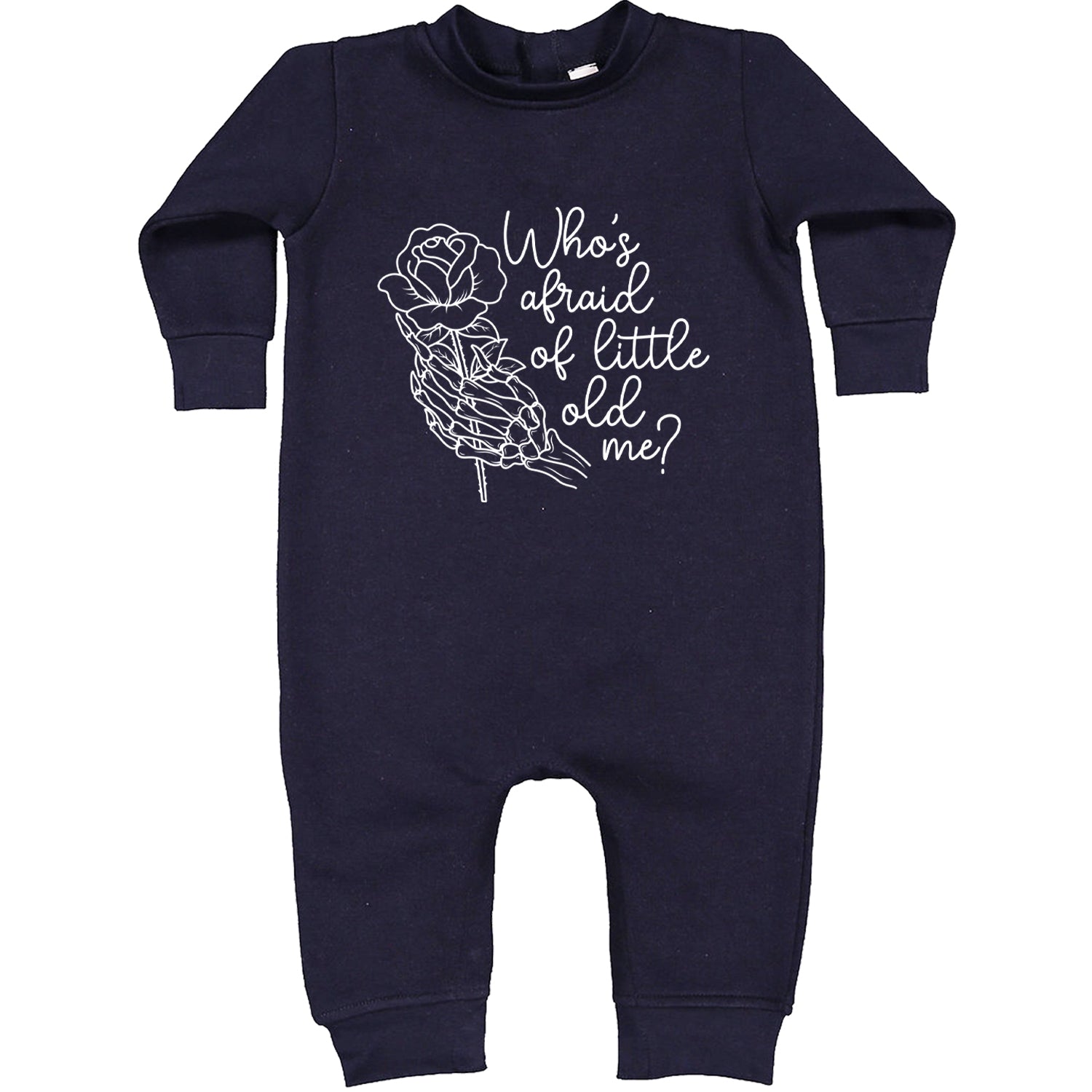 Who's Afraid Of Little Old Me Rose Skeleton Hand Toddler Hoodie And Infant Fleece Romper Navy Blue