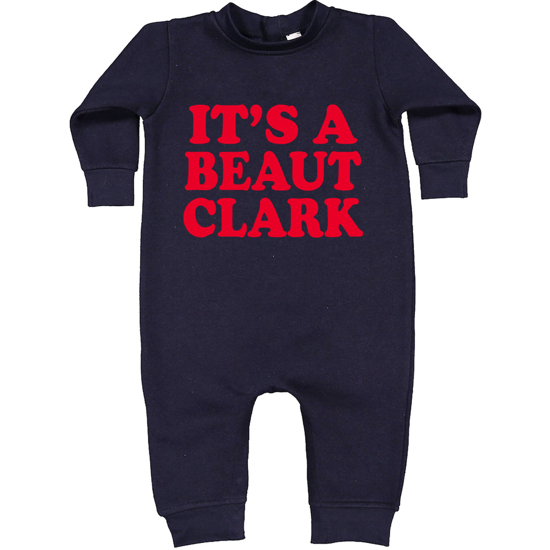 It's a Beaut Clark Festive Christmas graphic on Toddler Hoodie and Baby Fleece Onesie in Navy Blue alternate view 2