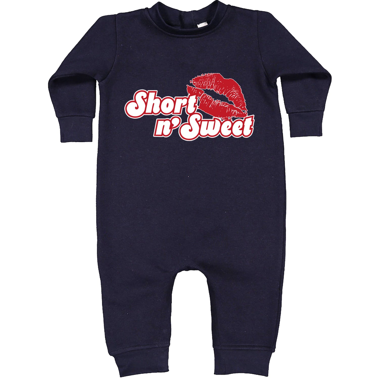 Short N' Sweet Red Lips Toddler Hoodie And Infant Fleece Romper Navy Blue