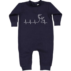 Hunting Heartbeat Deer Hunter Buck Stag graphic on Toddler Hoodie and Baby Fleece Onesie in Navy Blue alternate view 2