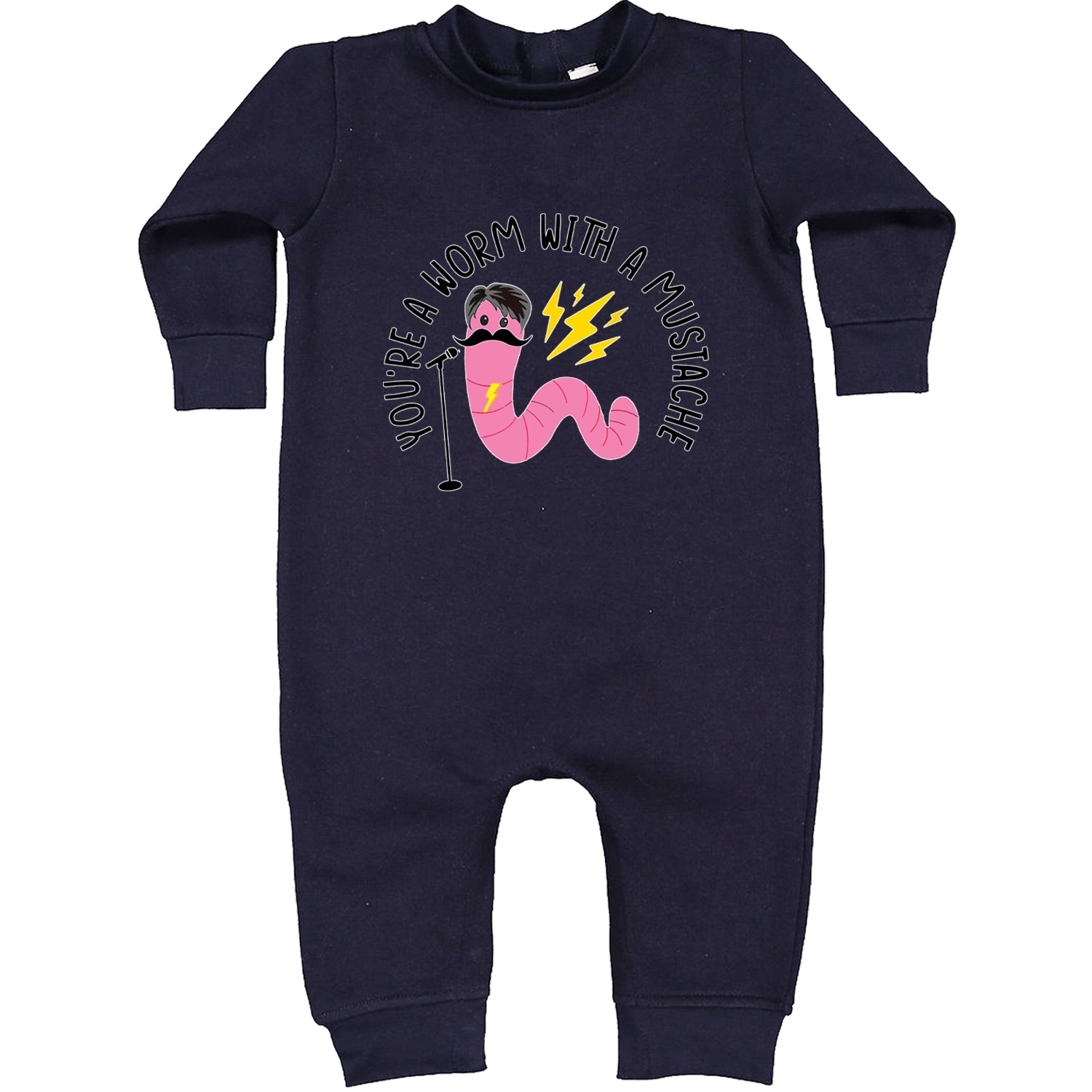 You're A Worm With A Mustache Tom Scandoval Toddler Hoodie And Infant Fleece Romper Navy Blue