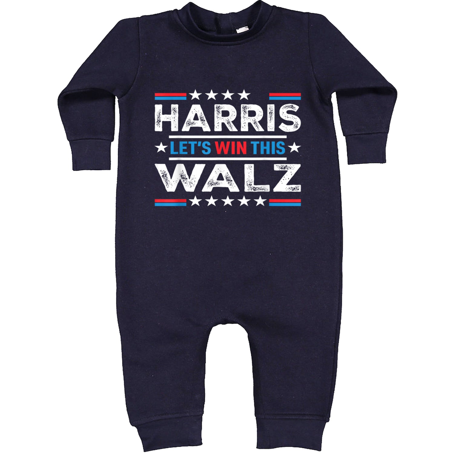 Kamala Harris and Tim Walz For President Toddler Hoodie And Infant Fleece Romper Navy Blue