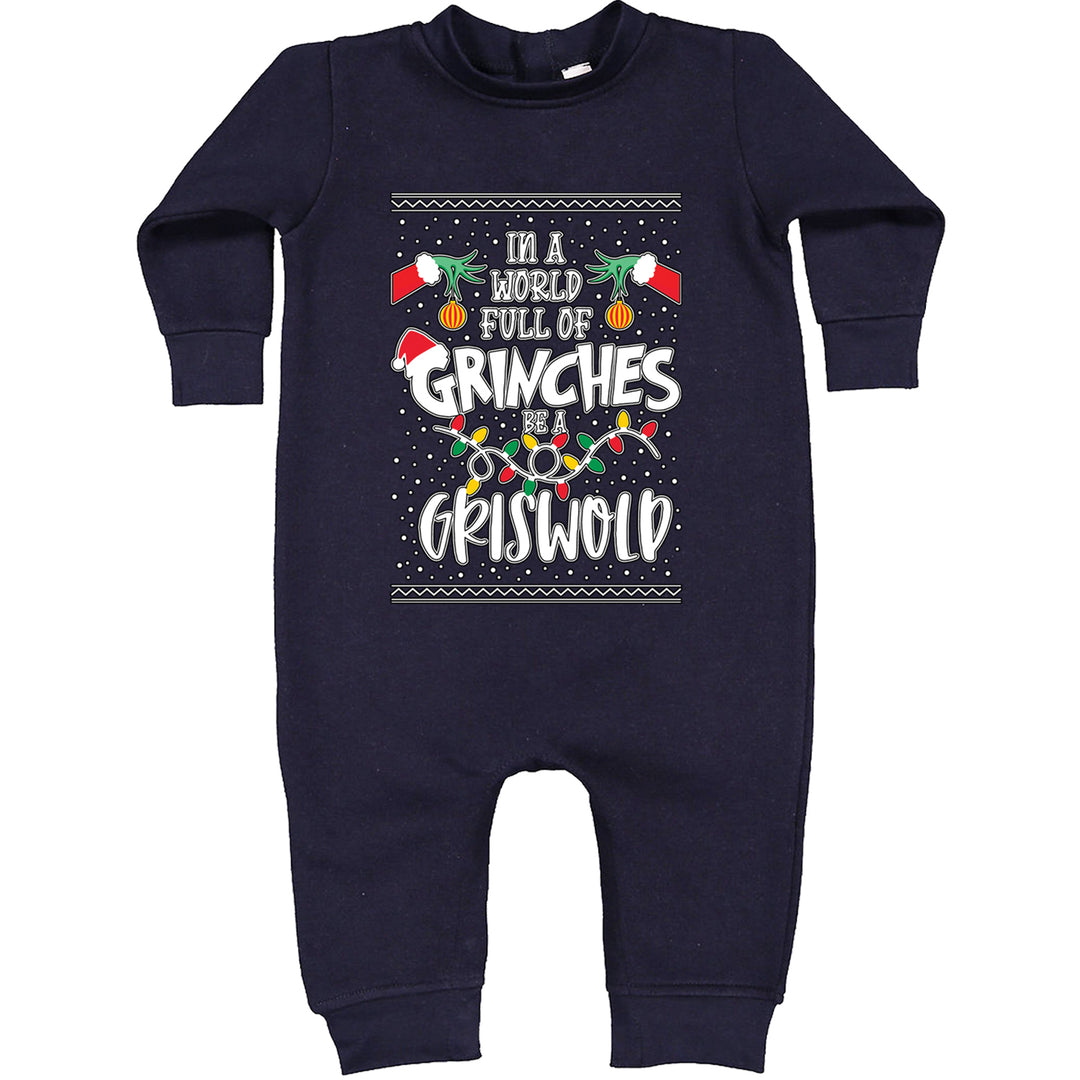 In A World Full Of Grinches, Be A Griswold graphic on Toddler Hoodie and Baby Fleece Onesie in Navy Blue alternate view 2