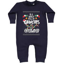 In A World Full Of Grinches, Be A Griswold graphic on Toddler Hoodie and Baby Fleece Onesie in Navy Blue alternate view 2