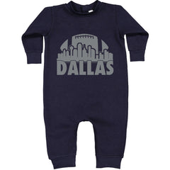 Dallas Texas Skyline Toddler Hoodie And Infant Fleece Romper Navy Blue