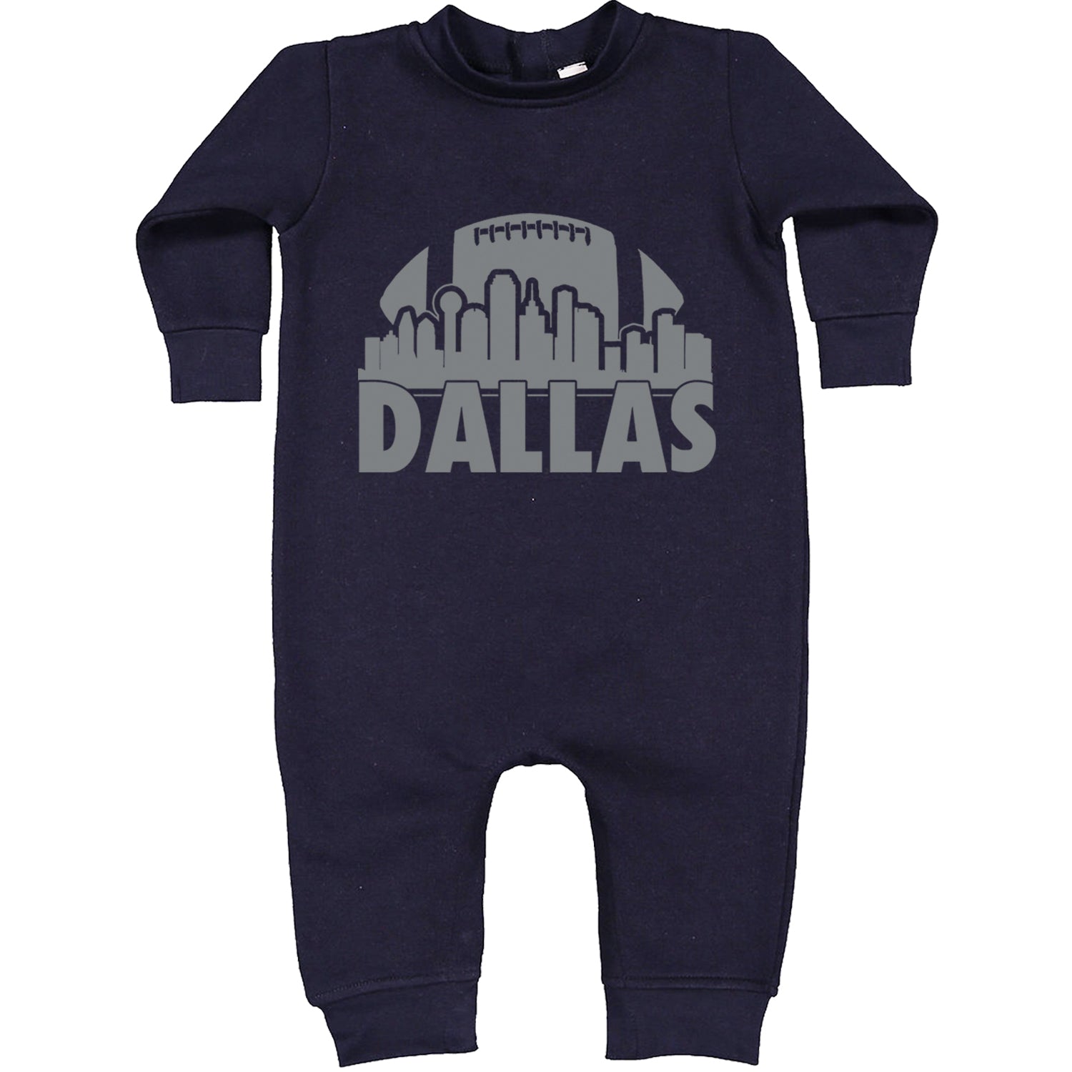 Dallas Texas Skyline Toddler Hoodie And Infant Fleece Romper Navy Blue