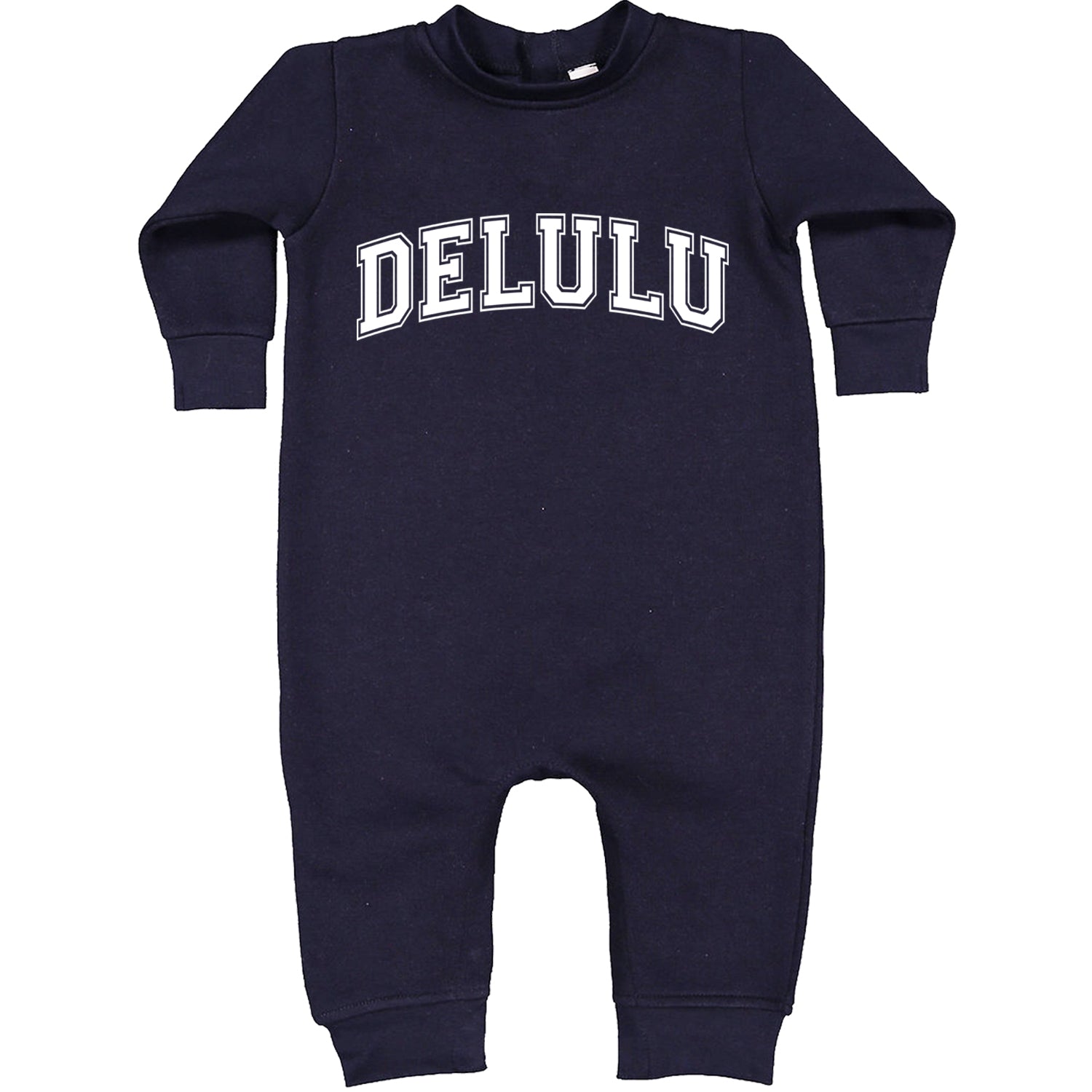 Delulu Delusional Light Hearted Toddler Hoodie And Infant Fleece Romper Navy Blue