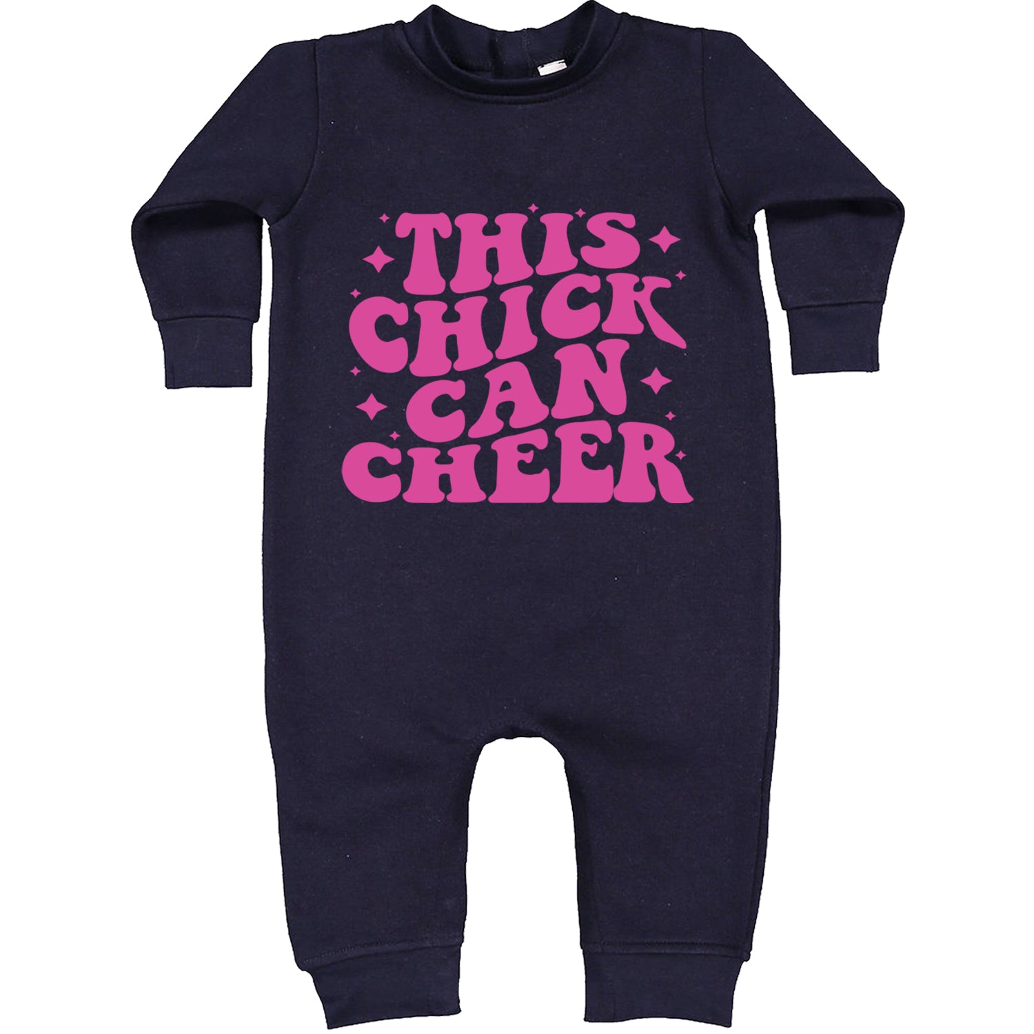 This Chick Can Cheer Toddler Hoodie And Infant Fleece Romper Navy Blue