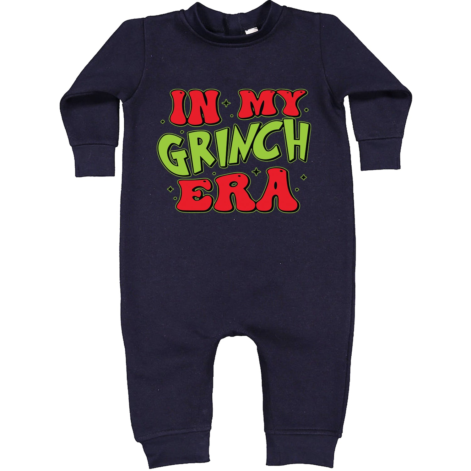 In My Gr-nch Era Jolly Merry Christmas Toddler Hoodie And Infant Fleece Romper Navy Blue