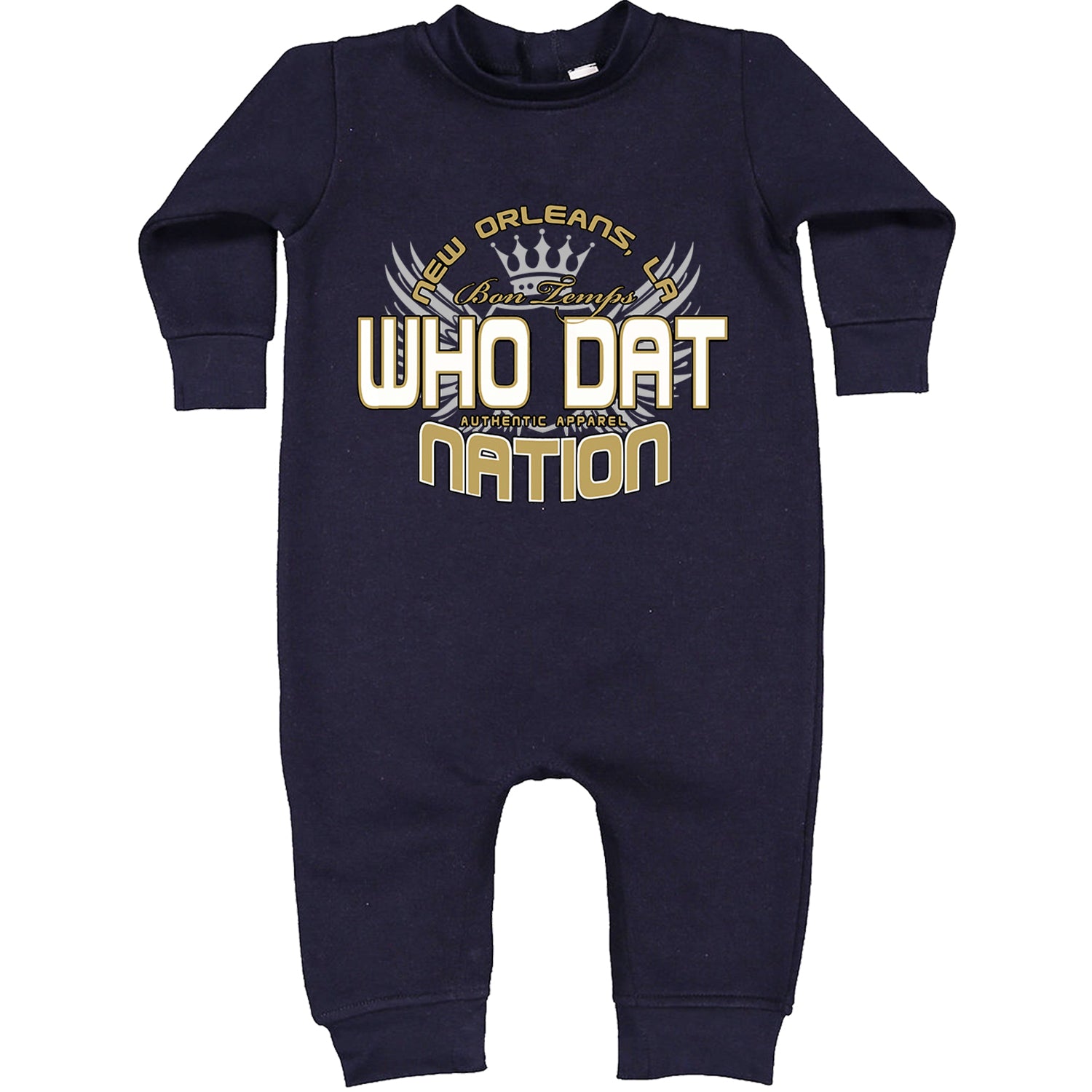 Who Dat Nation New Orleans (Color) Toddler Hoodie And Infant Fleece Romper Navy Blue