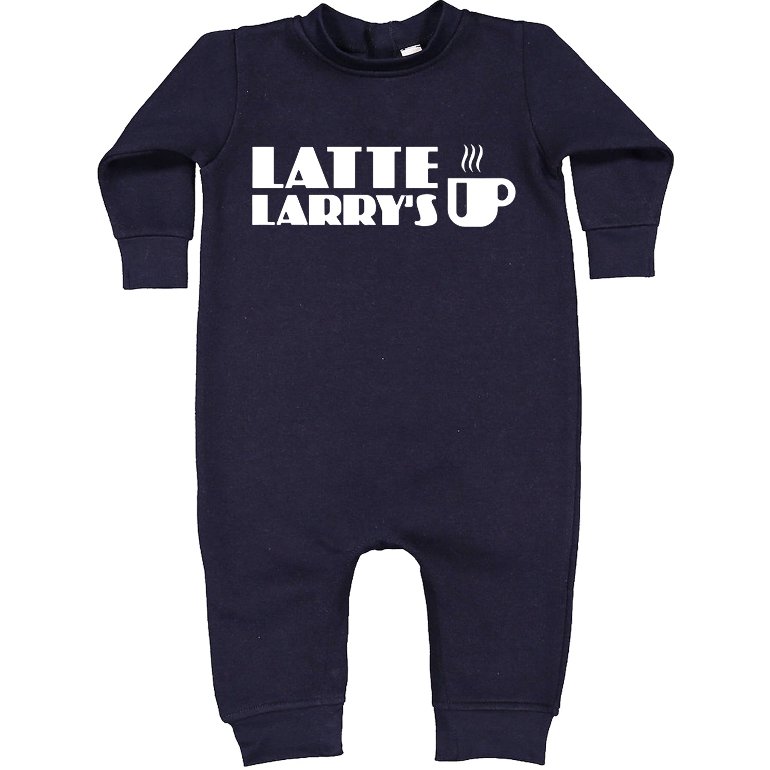 Latte Larry's Enthusiastic Coffee Toddler Hoodie And Infant Fleece Romper Navy Blue