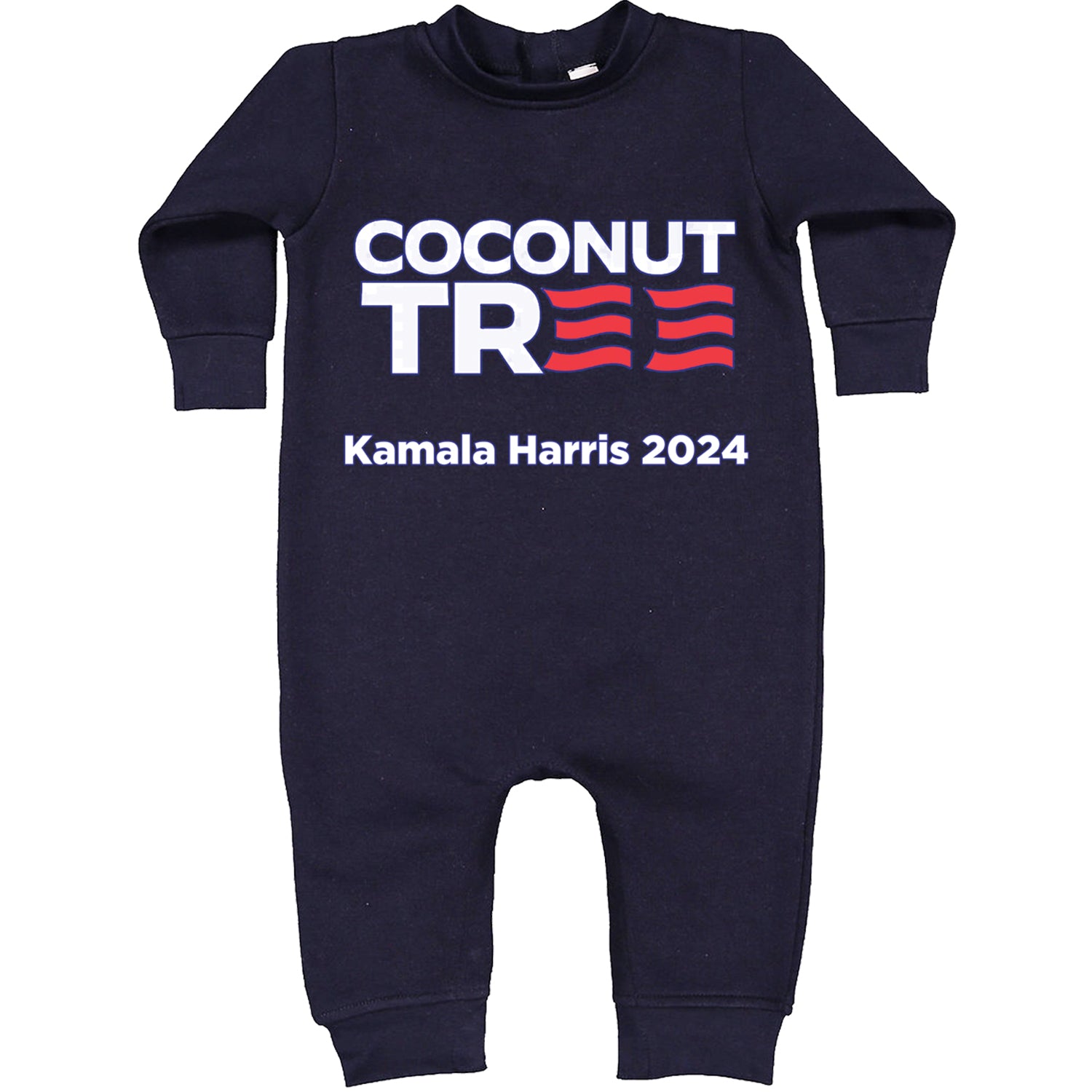 Coconut Tree - Support Kamala Harris For President 2024 Toddler Hoodie And Infant Fleece Romper Navy Blue