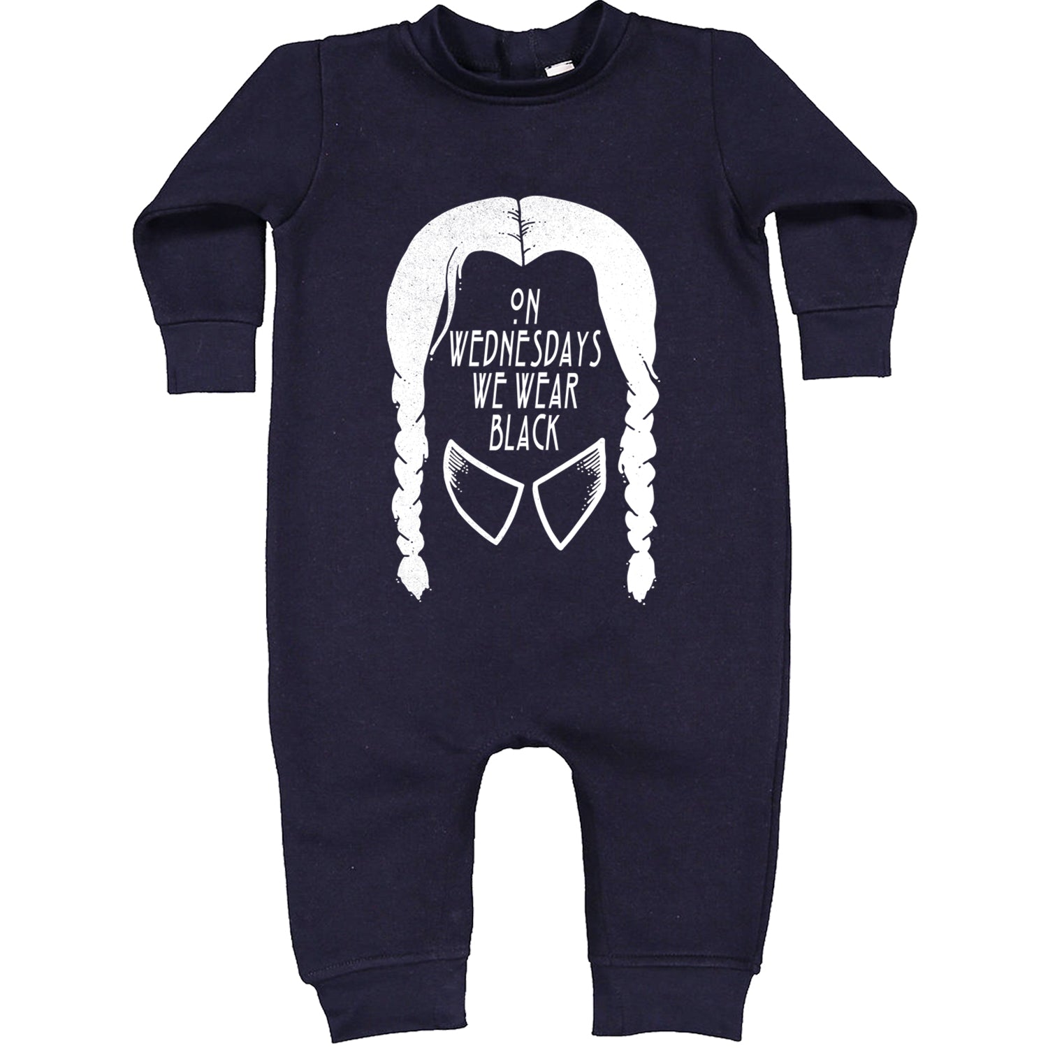 On Wednesdays, We Wear Black Toddler Hoodie And Infant Fleece Romper Navy Blue