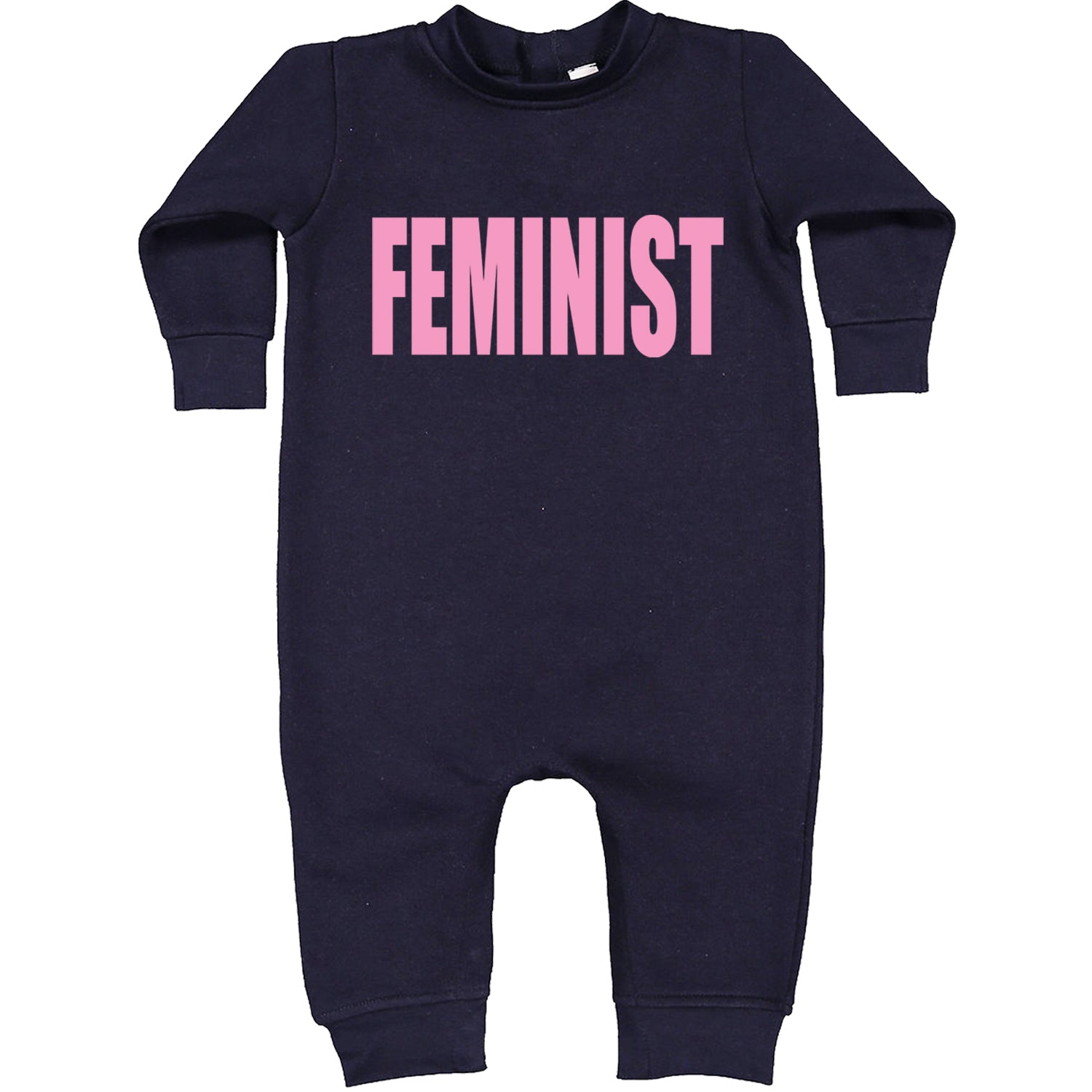 Feminist (Pink Print) Toddler Hoodie And Infant Fleece Romper Navy Blue