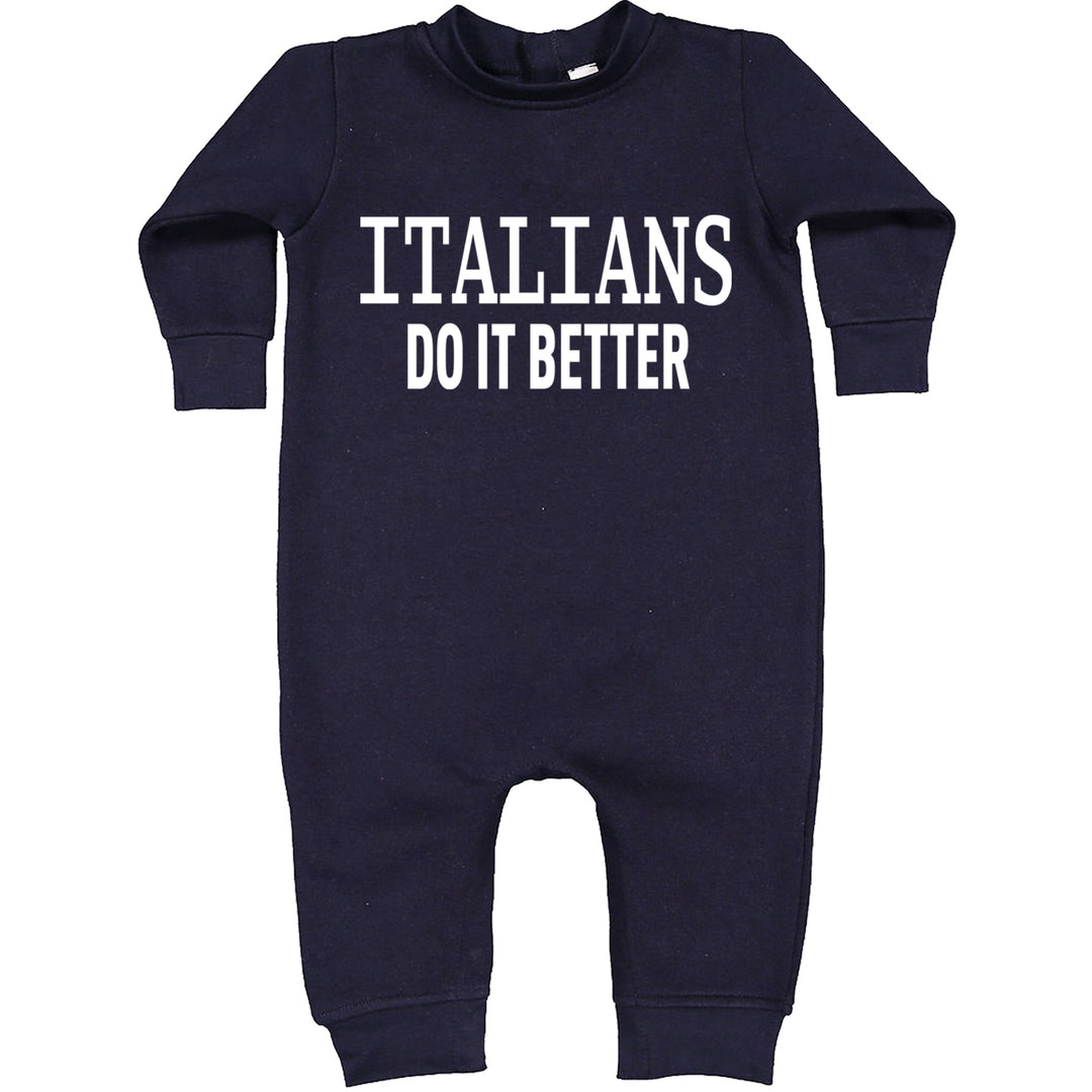 Italians Do It Better 80's Retro Celebration Toddler Hoodie And Infant Fleece Romper Navy Blue