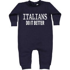 Italians Do It Better 80's Retro Celebration Toddler Hoodie And Infant Fleece Romper Navy Blue