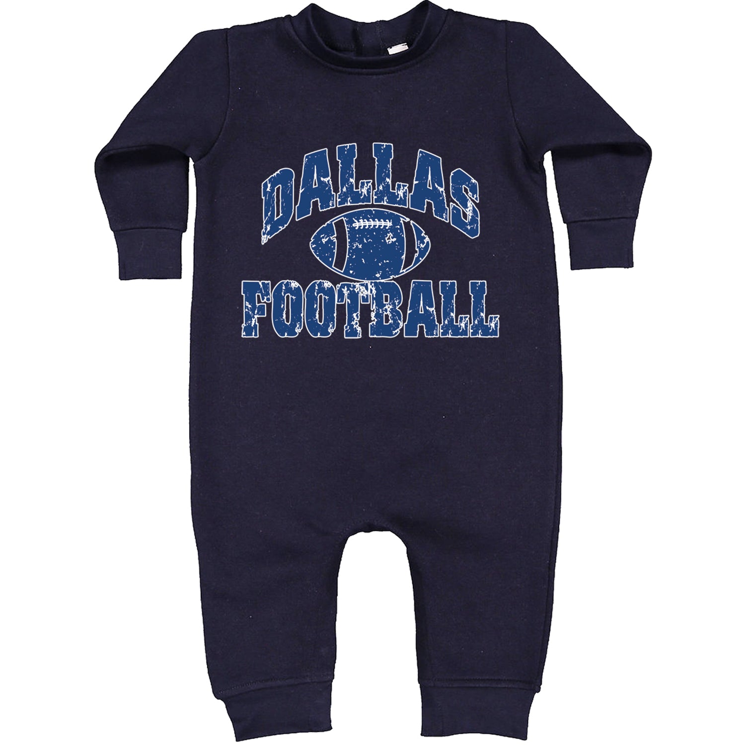 Dallas Distressed Football Toddler Hoodie And Infant Fleece Romper Navy Blue