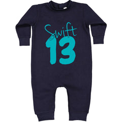 13 Swift 13 Lucky Number Era TTPD Toddler Hoodie And Infant Fleece Romper Navy Blue