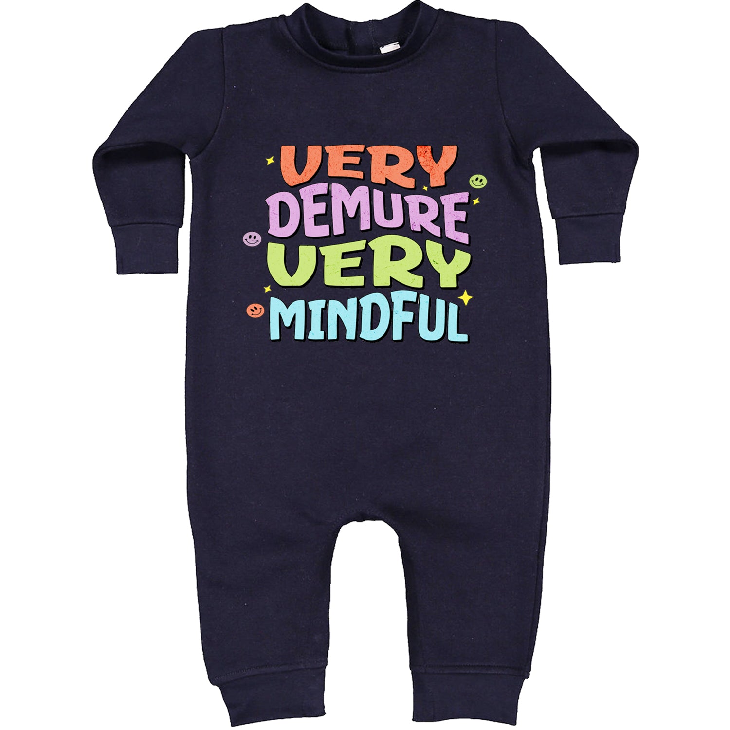 Very Demure, Very Mindful Toddler Hoodie And Infant Fleece Romper Navy Blue