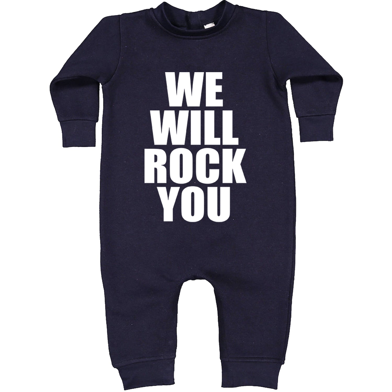 We Will Rock You Toddler Hoodie And Infant Fleece Romper Navy Blue