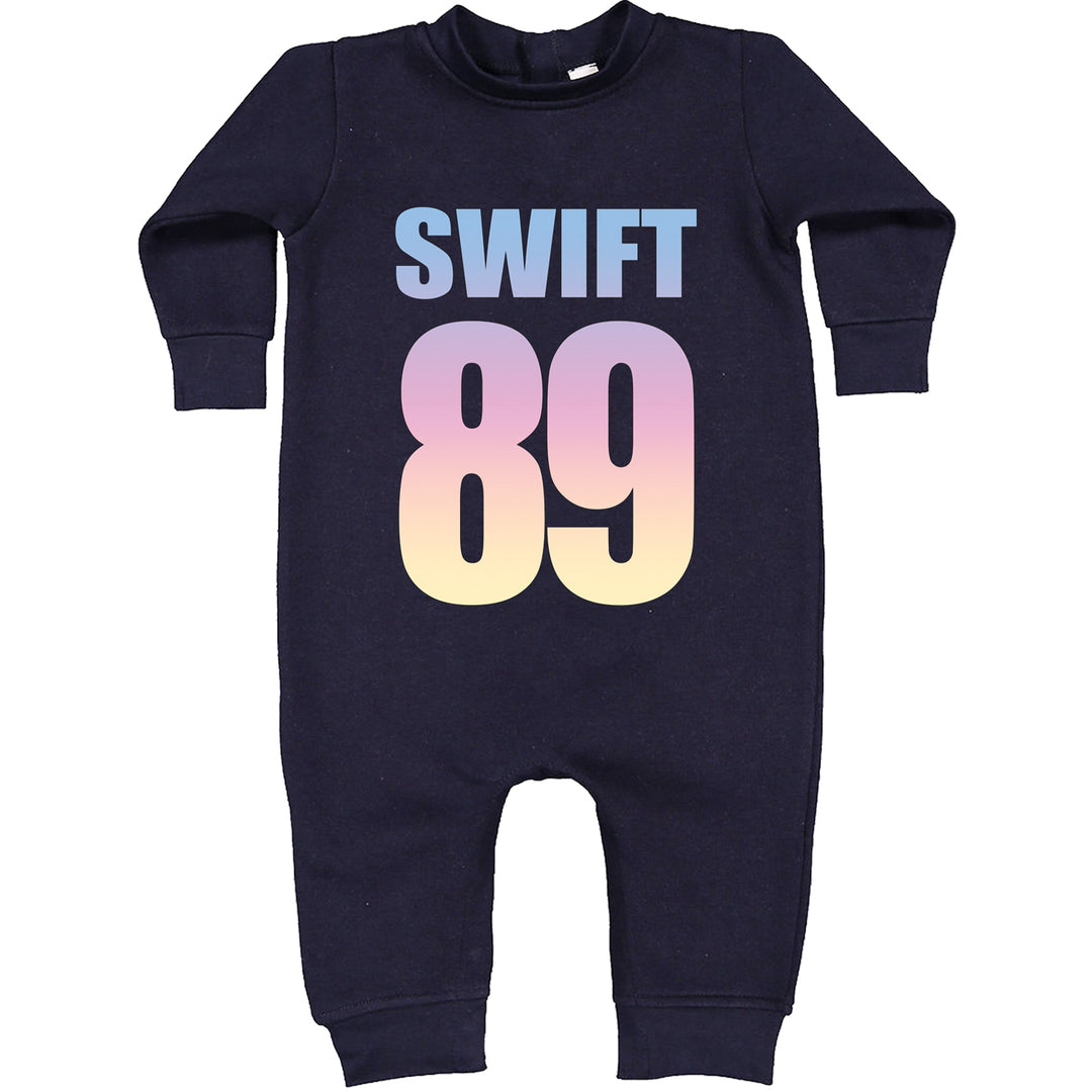 Lover Era Swift 89 Birth Year Music Fan TTPD Toddler Hoodie And Infant Fleece Romper Navy Blue