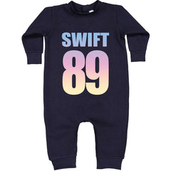 Lover Era Swift 89 Birth Year Music Fan TTPD Toddler Hoodie And Infant Fleece Romper Navy Blue