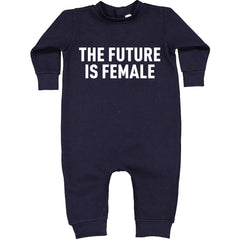 The Future Is Female Feminism graphic on Toddler Hoodie and Baby Fleece Onesie in Navy Blue alternate view 2