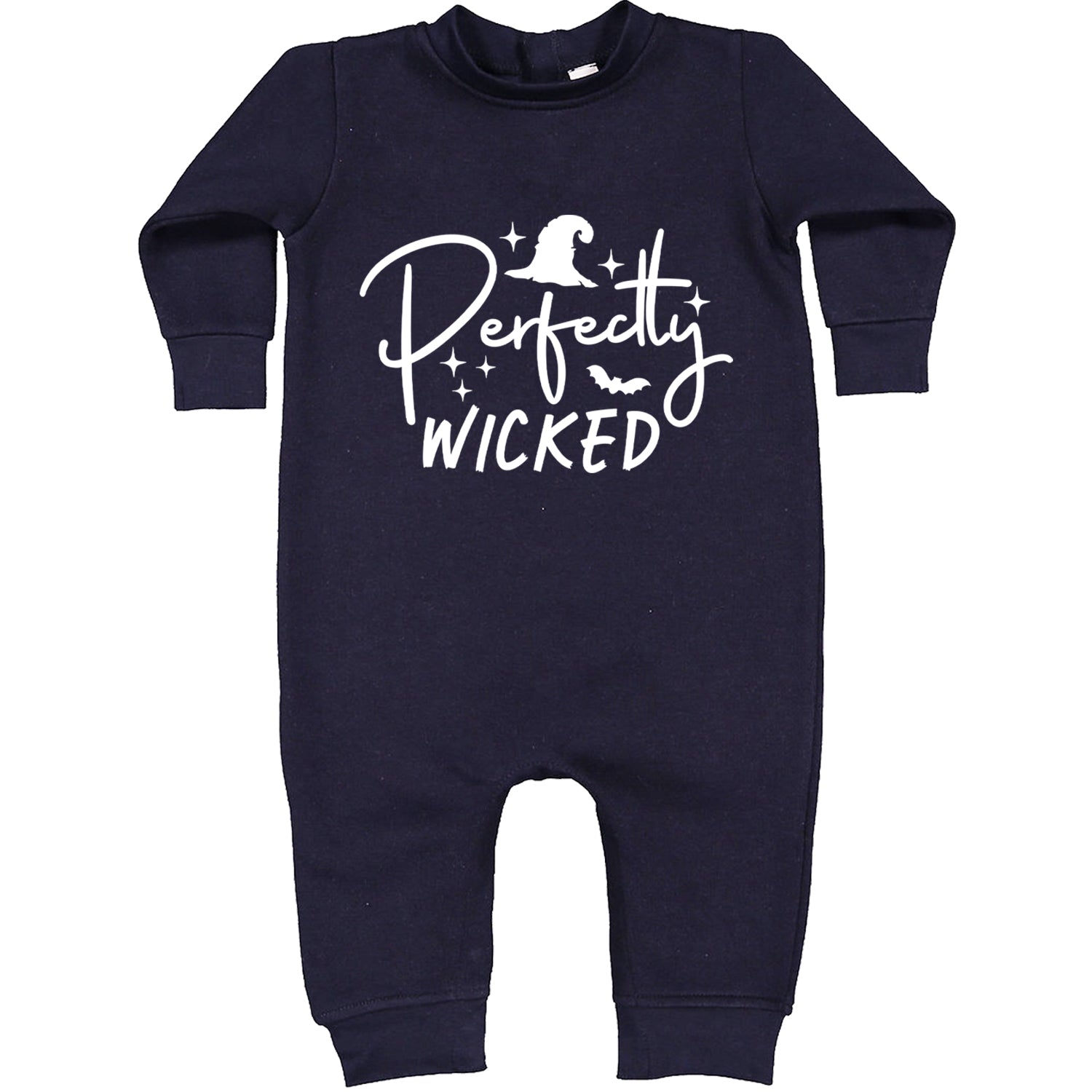 Perfectly Wicked Witchy Halloween Toddler Hoodie And Infant Fleece Romper Navy Blue