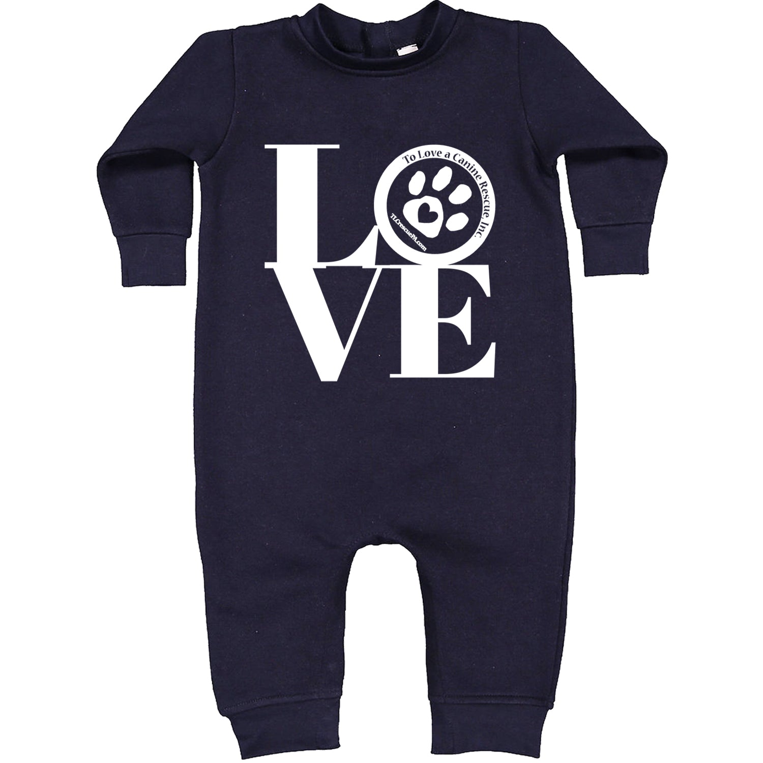 TLC LOVE Dog Rescue Toddler Hoodie And Infant Fleece Romper Navy Blue