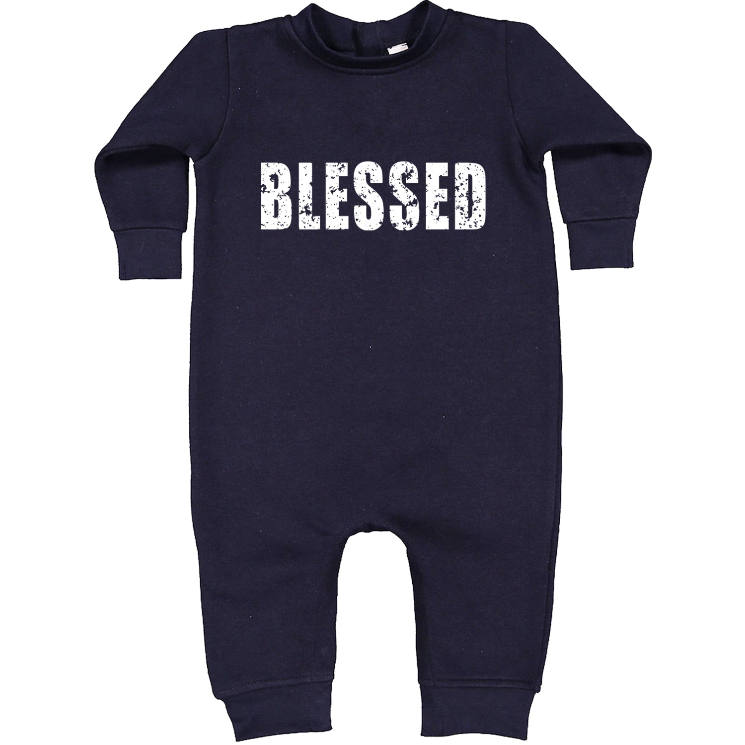 Blessed Religious Grateful Thankful Toddler Hoodie And Infant Fleece Romper Navy Blue