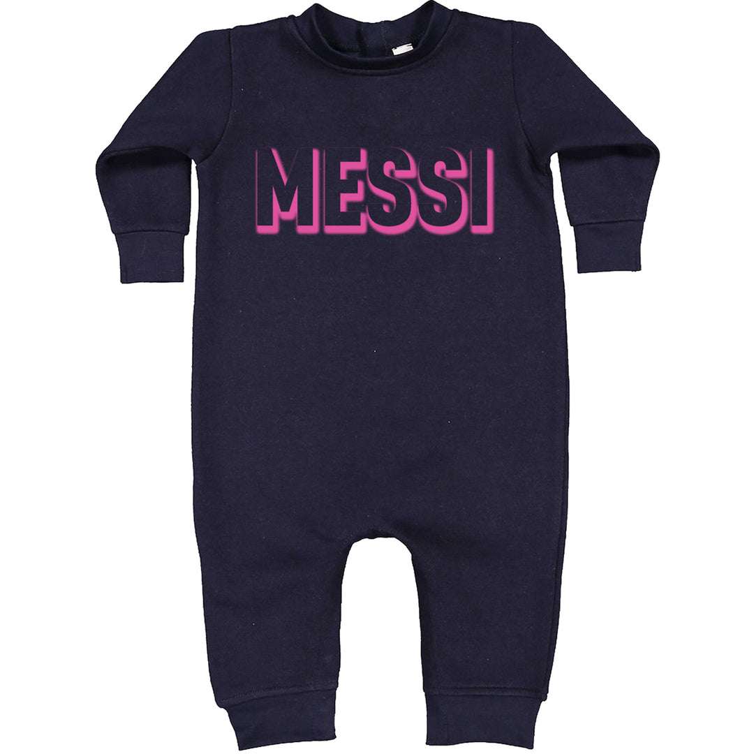 Messi OUTLINE Miami Futbol Toddler Hoodie And Infant Fleece Romper Navy Blue