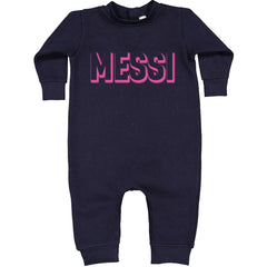 Messi OUTLINE Miami Futbol Toddler Hoodie And Infant Fleece Romper Navy Blue