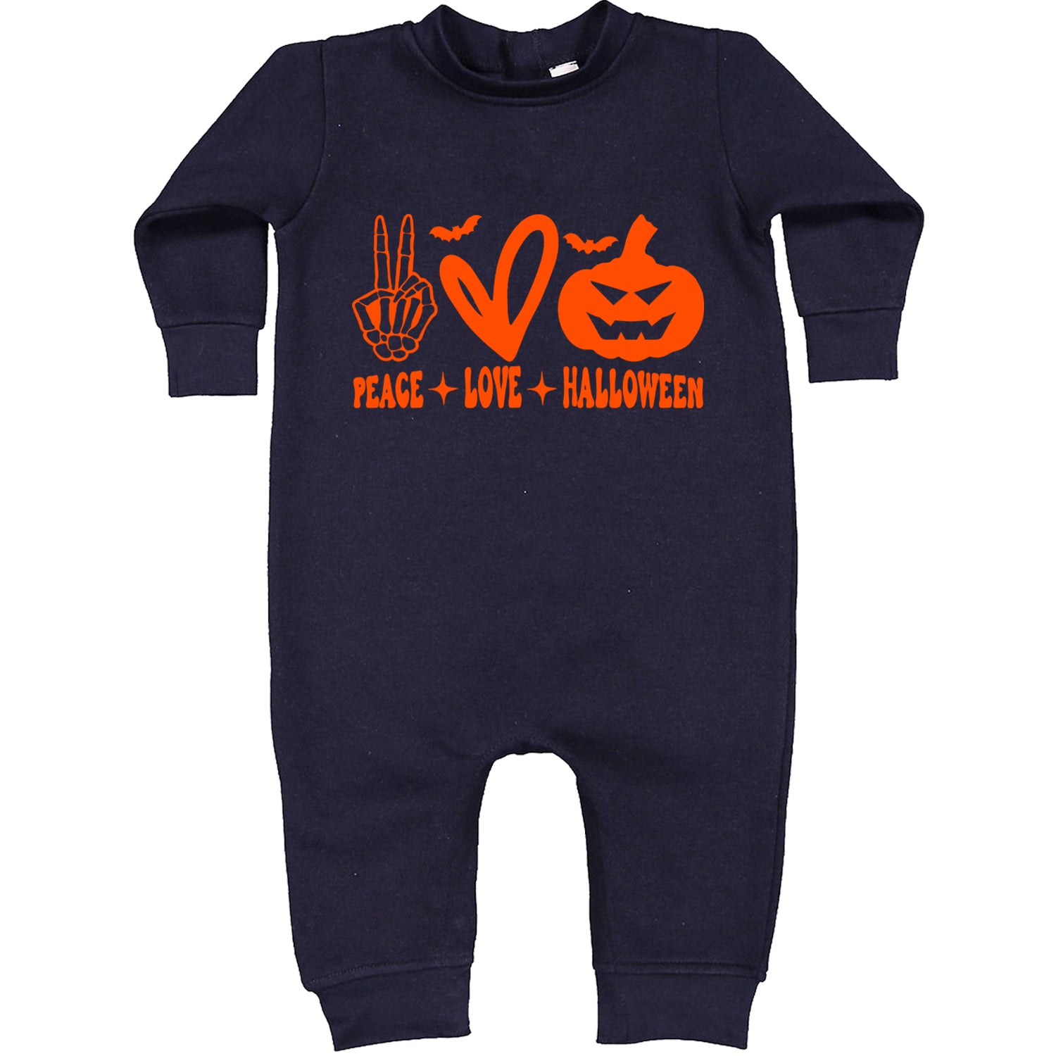 Peace, Love and Halloween Toddler Hoodie And Infant Fleece Romper Navy Blue