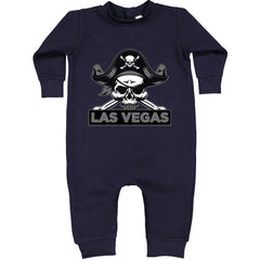 Raider Skull Straight Outta Las Vegas Toddler Hoodie And Infant Fleece Romper Navy Blue